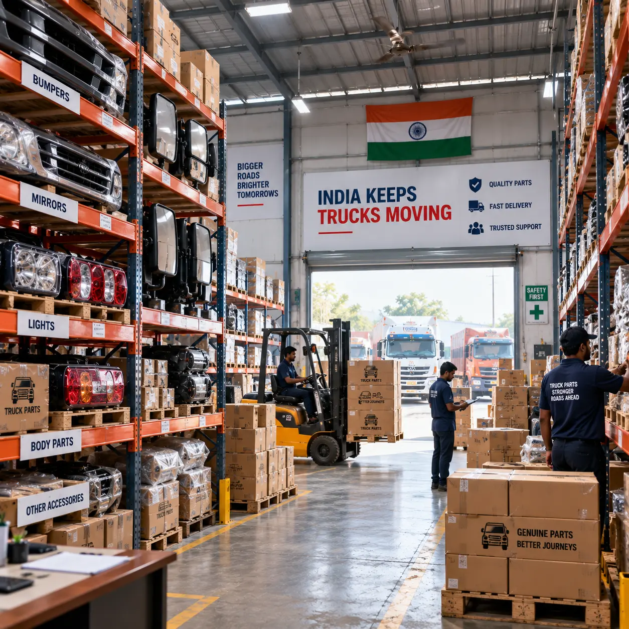 SSpine Tec team with truck spare parts